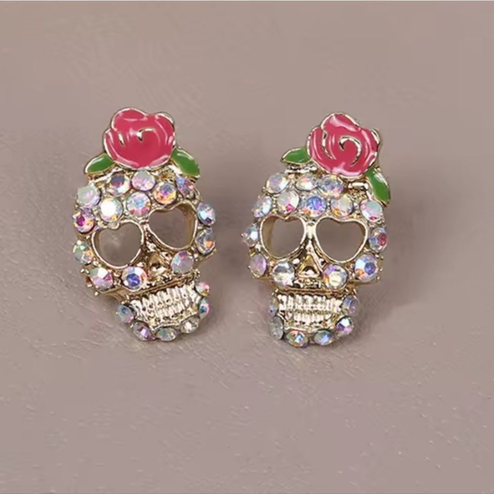 New! ED HARDY Sugar Skull stud earrings • NWOT